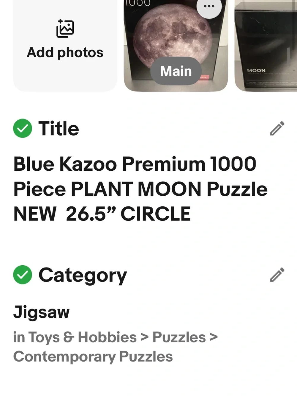 Blue Kazoo 1000-Piece Moon Puzzle - Purple Moon Image
